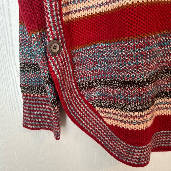 LIVERPOOL Red Striped Raglan Sleeve Sweater with Rounded Hem - Picture 4 of 8